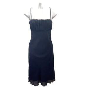 ABS Black Y2K Bias Cut Chiffon Silky 90's Evening Party Slip Dress 6 S Cocktail